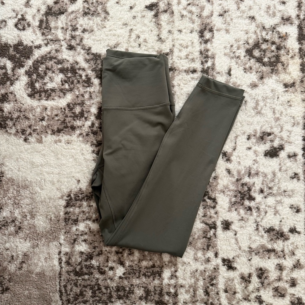 Lululemon Wunder Train 7/8 length Olive Green Leggings